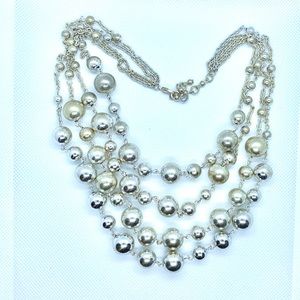 Vintage Four Strand Metallic Bib Necklace